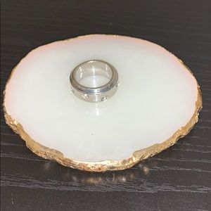 Silver band ring with gemstones Size 7